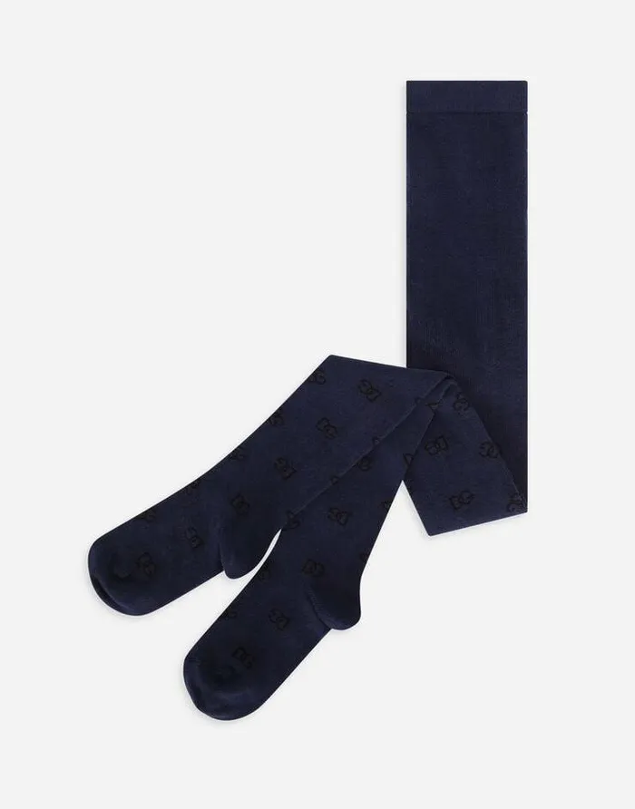 Dolce and Gabbana Accessories Children Cotton Jersey Tights With The DG Logo Inlay Multicolor Dolce and Gabbana Accessories Children Cotton Jersey Tights With The DG Logo Inlay Multicolor