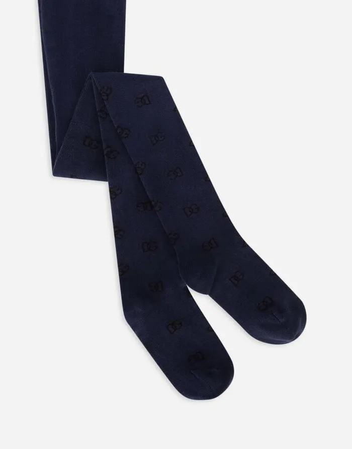 Dolce and Gabbana Accessories Children Cotton Jersey Tights With The DG Logo Inlay Multicolor Dolce and Gabbana Accessories Children Cotton Jersey Tights With The DG Logo Inlay Multicolor