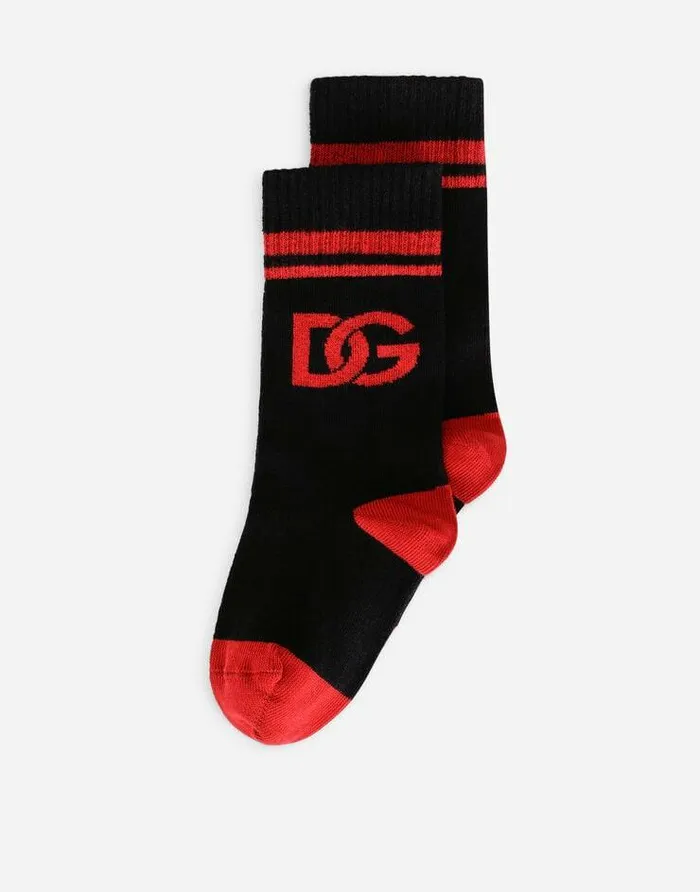 Dolce and Gabbana Accessories Children Cotton Socks With Jacquard DG Logo Multicolor Dolce and Gabbana Accessories Children Cotton Socks With Jacquard DG Logo Multicolor