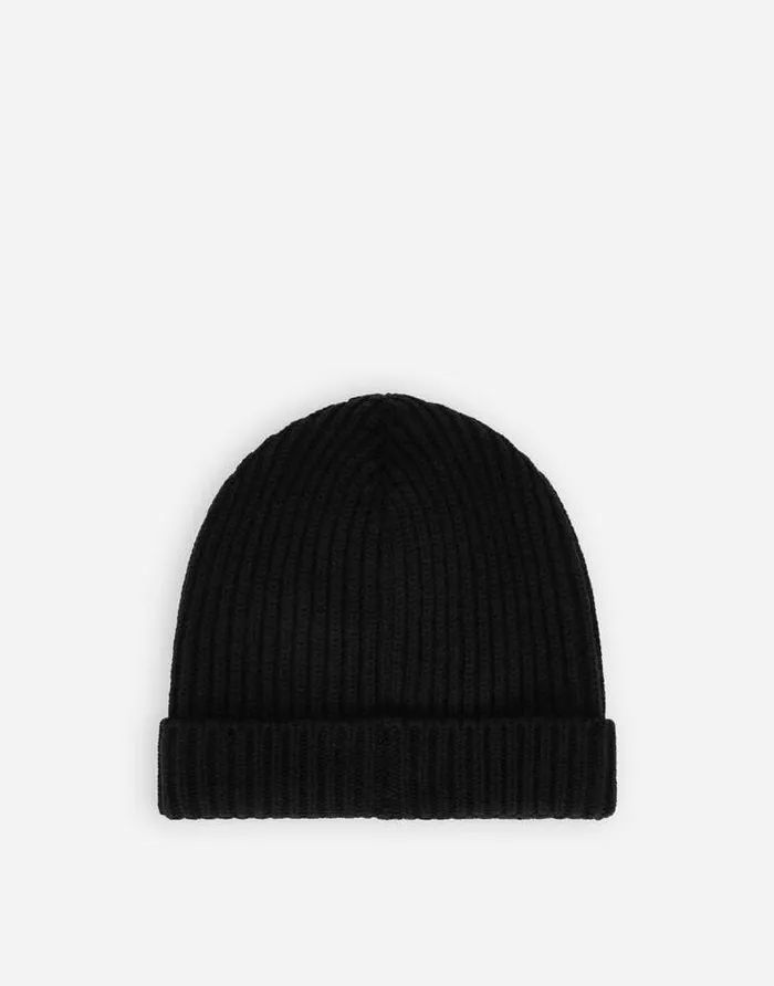 Dolce and Gabbana Accessories Children Fishermans Rib Knit Hat With Logo Embroidery Black Dolce and Gabbana Accessories Children Fishermans Rib Knit Hat With Logo Embroidery Black