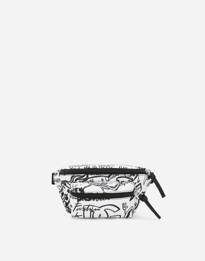 Dolce and Gabbana Accessories Children Nylon Belt Bag With Graffiti Print Multicolor Dolce and Gabbana Accessories Children Nylon Belt Bag With Graffiti Print Multicolor