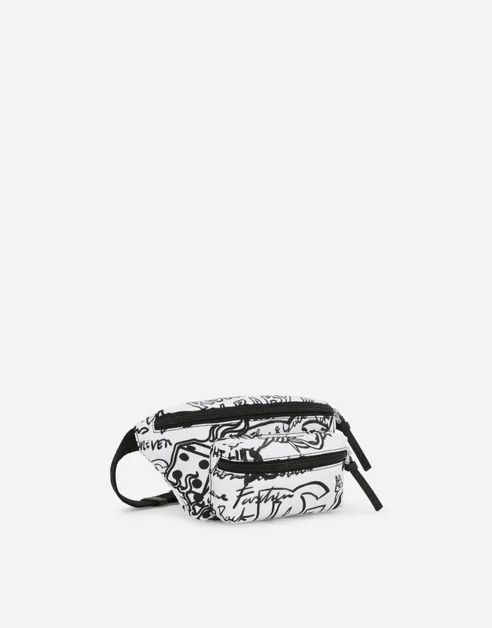 Dolce and Gabbana Accessories Children Nylon Belt Bag With Graffiti Print Multicolor Dolce and Gabbana Accessories Children Nylon Belt Bag With Graffiti Print Multicolor