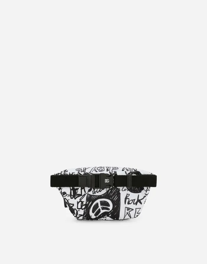 Dolce and Gabbana Accessories Children Nylon Belt Bag With Graffiti Print Multicolor Dolce and Gabbana Accessories Children Nylon Belt Bag With Graffiti Print Multicolor