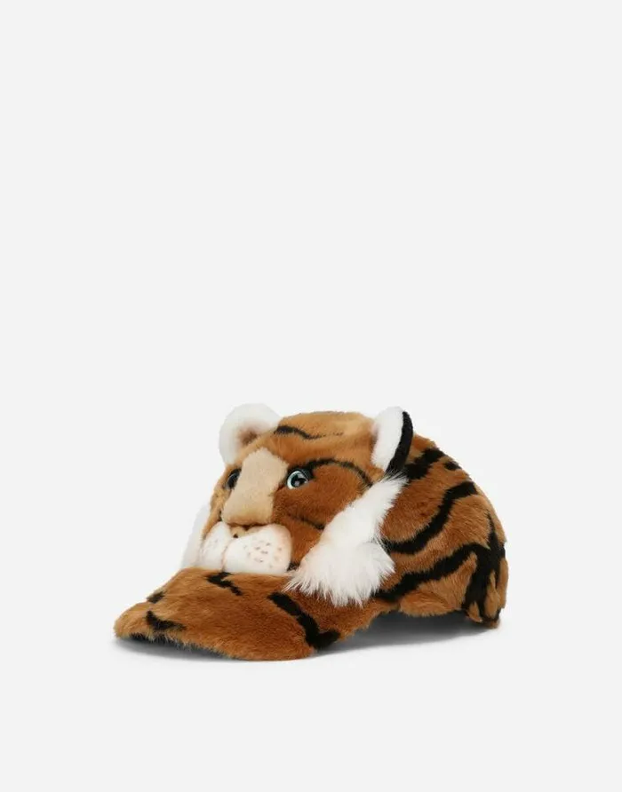 Dolce and Gabbana Accessories Children Tigerdesign Faux Fur Hat Multicolor