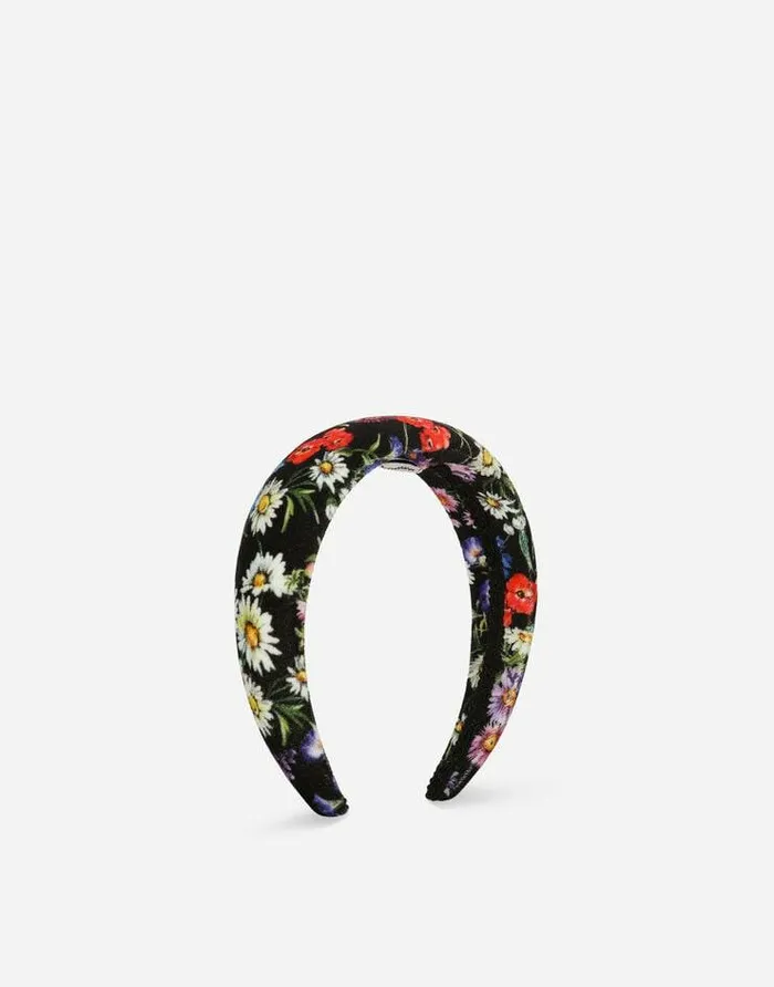 Dolce and Gabbana Accessories Children Velvet Hairband With Meadow Flower Print Multicolor Dolce and Gabbana Accessories Children Velvet Hairband With Meadow Flower Print Multicolor