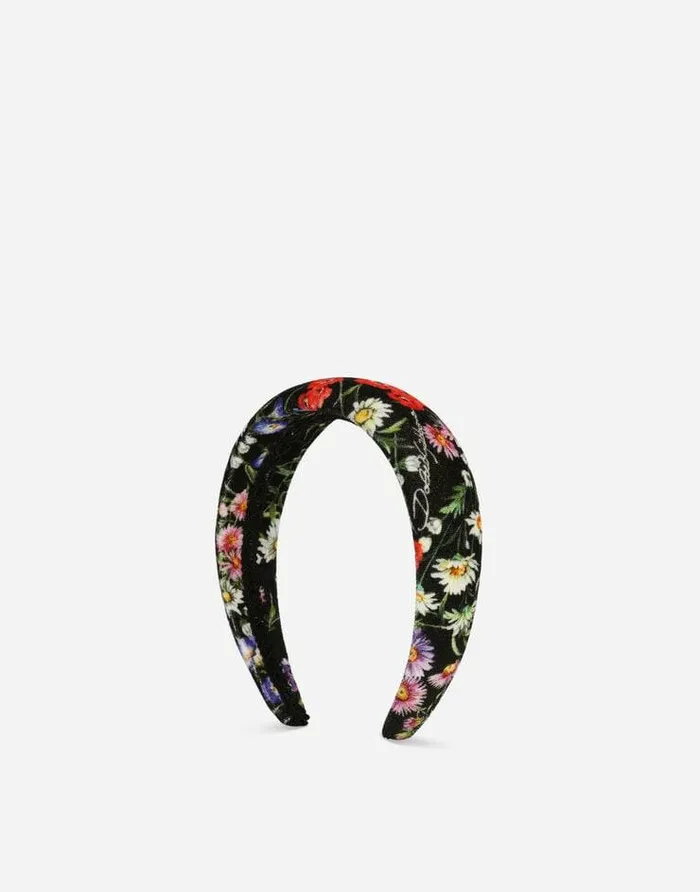 Dolce and Gabbana Accessories Children Velvet Hairband With Meadow Flower Print Multicolor Dolce and Gabbana Accessories Children Velvet Hairband With Meadow Flower Print Multicolor