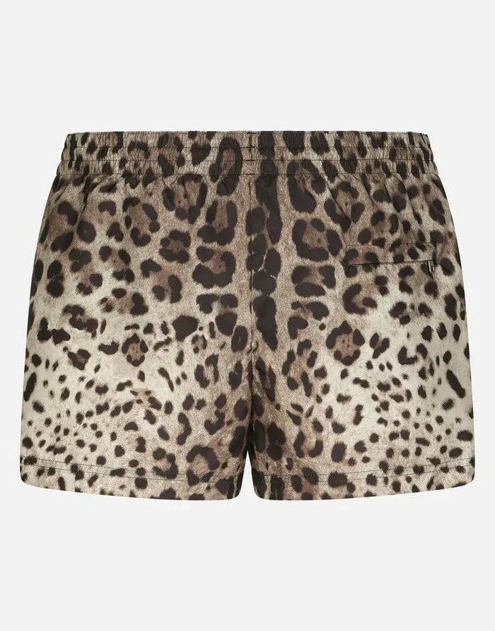 Dolce and Gabbana Beachwear Men Short Swim Trunks With Leopard Print Animal Print Dolce and Gabbana Beachwear Men Short Swim Trunks With Leopard Print Animal Print