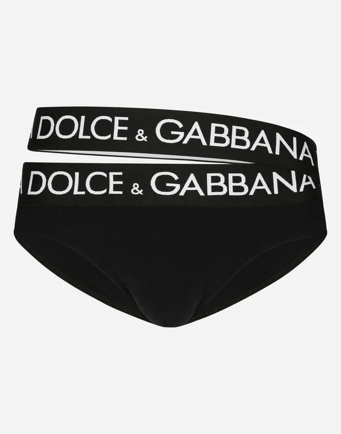 Dolce and Gabbana Beachwear Men Swim Briefs With Highcut Leg And Branded Double Waistband Black Dolce and Gabbana Beachwear Men Swim Briefs With Highcut Leg And Branded Double Waistband Black