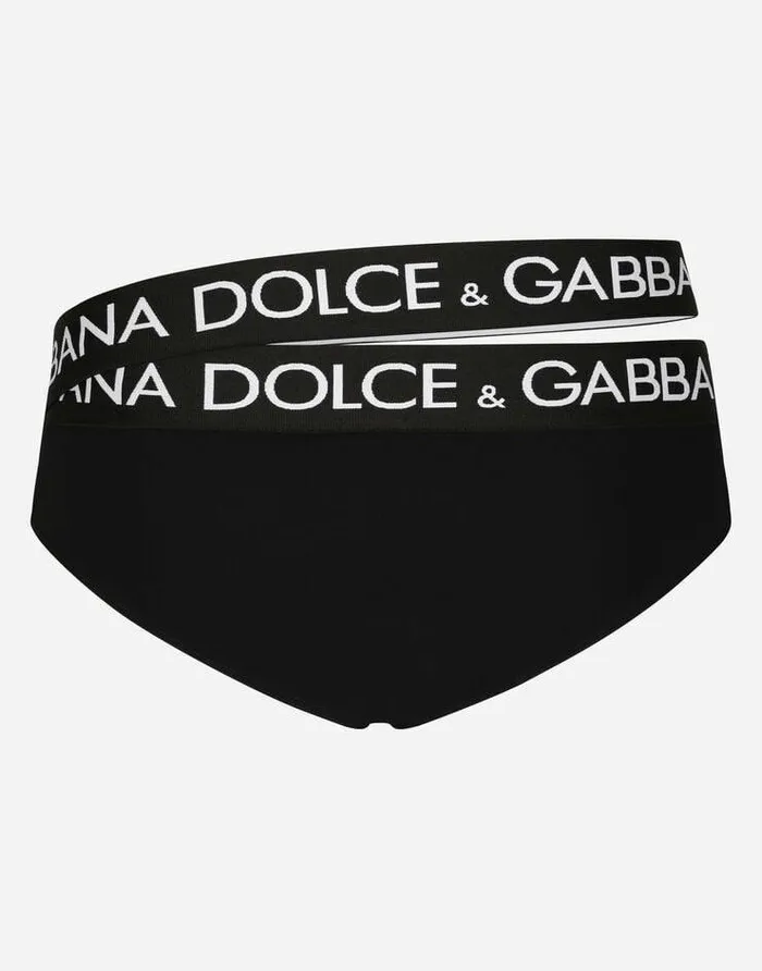 Dolce and Gabbana Beachwear Men Swim Briefs With Highcut Leg And Branded Double Waistband Black Dolce and Gabbana Beachwear Men Swim Briefs With Highcut Leg And Branded Double Waistband Black
