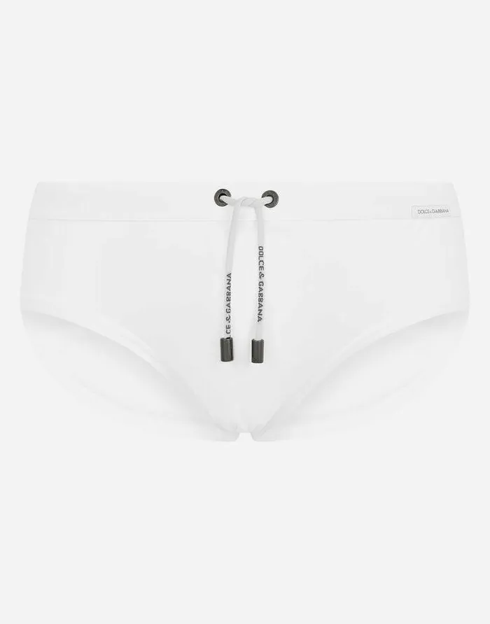 Dolce and Gabbana Beachwear Men Swim Briefs With Highcut Leg White