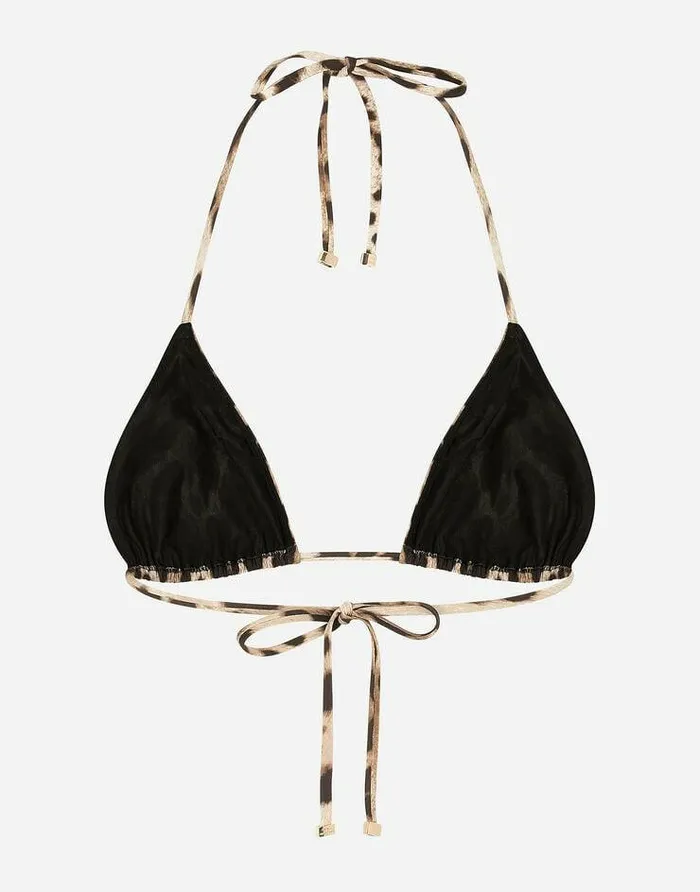 Dolce and Gabbana Beachwear Women Leopardprint Triangle Bikini Top Multicolor Dolce and Gabbana Beachwear Women Leopardprint Triangle Bikini Top Multicolor