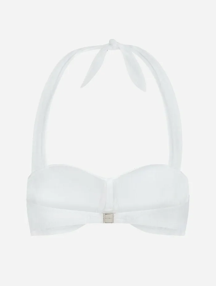 Dolce and Gabbana Beachwear Women Padded Bandeau Bikini Top White Dolce and Gabbana Beachwear Women Padded Bandeau Bikini Top White