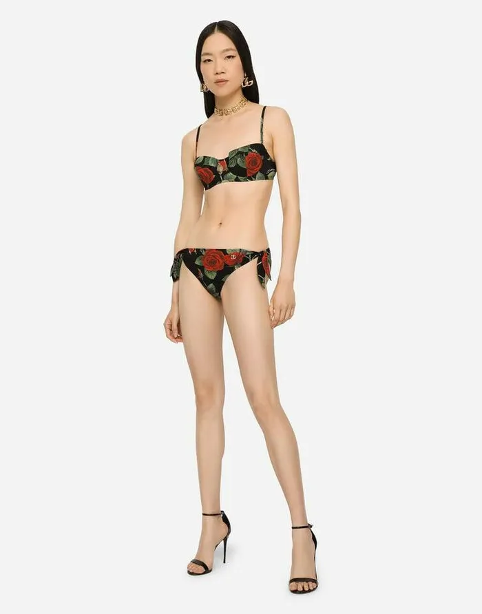 Dolce and Gabbana Beachwear Women Roseprint Balconette Bikini Top Multicolor Dolce and Gabbana Beachwear Women Roseprint Balconette Bikini Top Multicolor