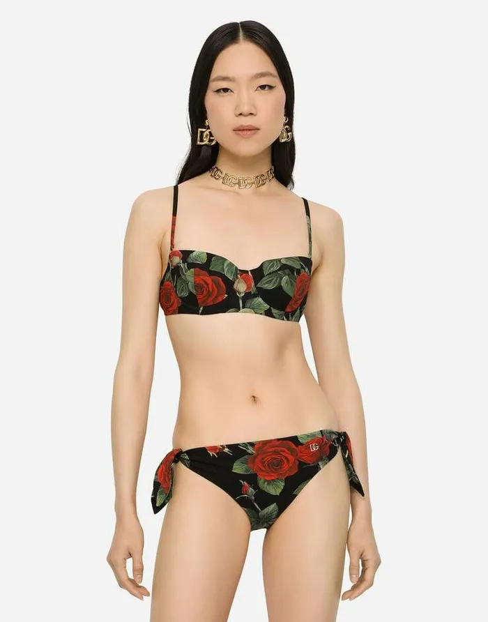 Dolce and Gabbana Beachwear Women Roseprint Balconette Bikini Top Multicolor Dolce and Gabbana Beachwear Women Roseprint Balconette Bikini Top Multicolor