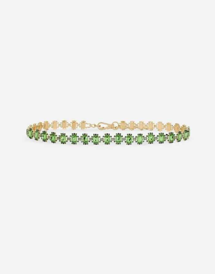 Dolce and Gabbana Belts Men Belt With Green Crystals Green