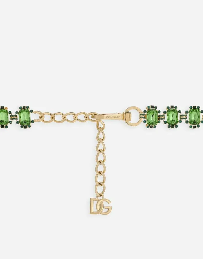 Dolce and Gabbana Belts Men Belt With Green Crystals Green Dolce and Gabbana Belts Men Belt With Green Crystals Green