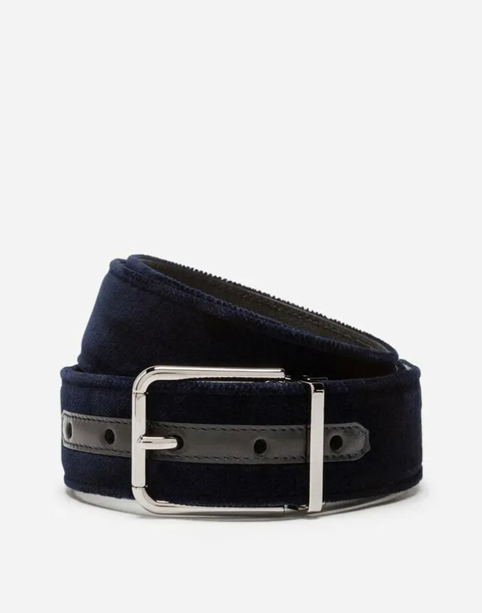 Dolce and Gabbana Belts Men Velvet Belt Blue