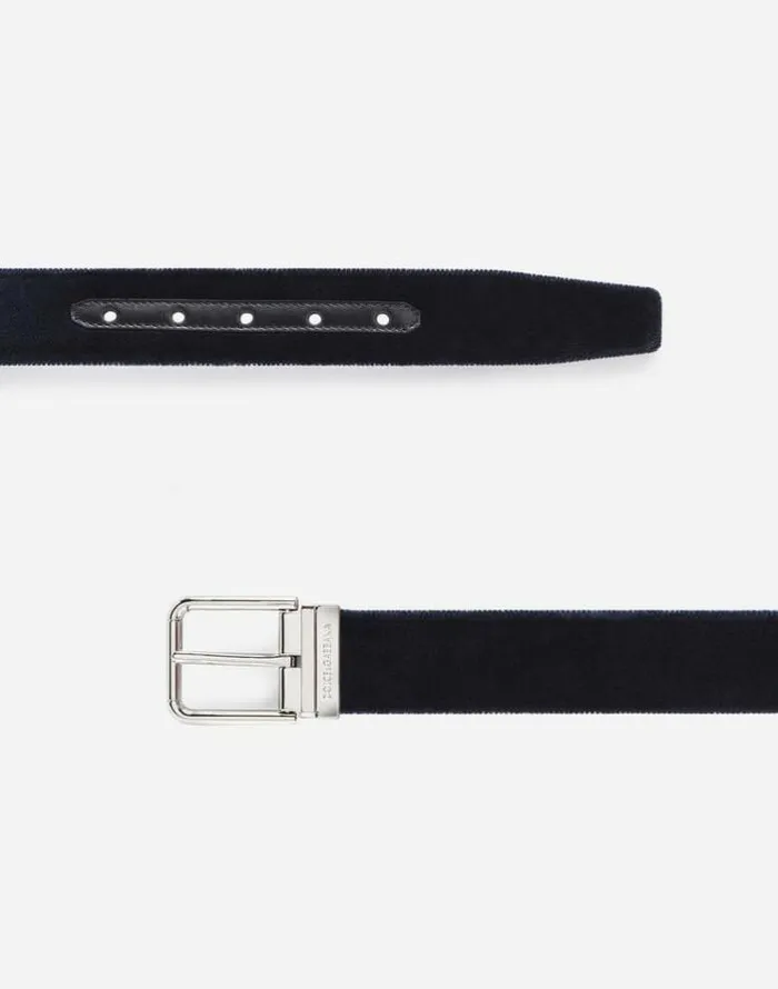 Dolce and Gabbana Belts Men Velvet Belt Blue Dolce and Gabbana Belts Men Velvet Belt Blue