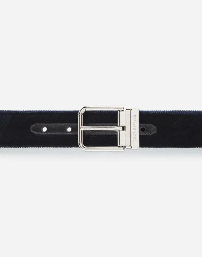 Dolce and Gabbana Belts Men Velvet Belt Blue Dolce and Gabbana Belts Men Velvet Belt Blue