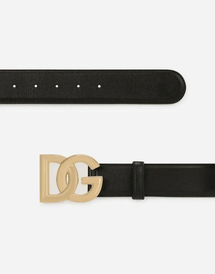 Dolce and Gabbana Belts Women Calfskin Belt With DG Logo Black Dolce and Gabbana Belts Women Calfskin Belt With DG Logo Black