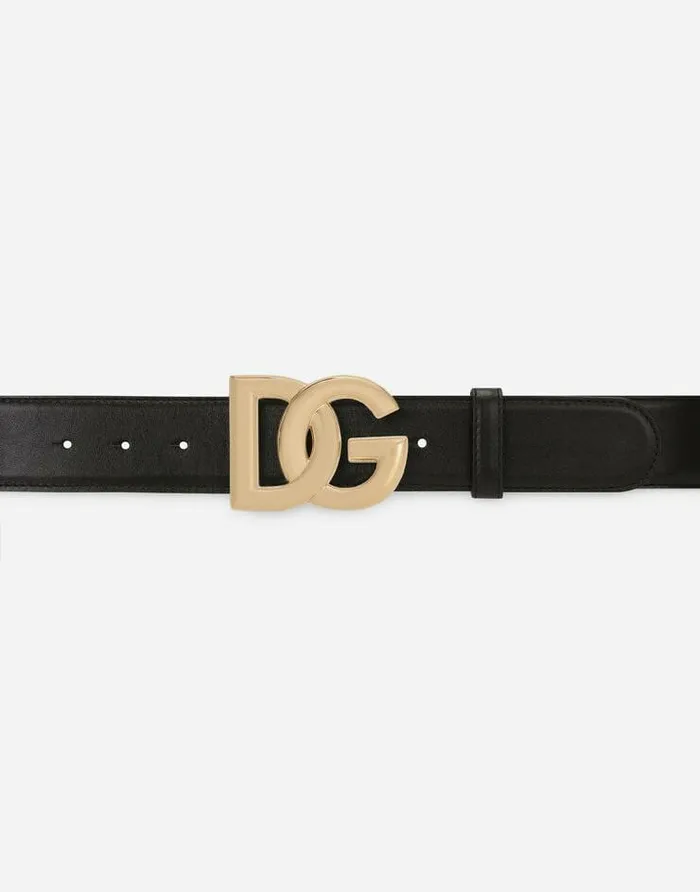 Dolce and Gabbana Belts Women Calfskin Belt With DG Logo Black Dolce and Gabbana Belts Women Calfskin Belt With DG Logo Black