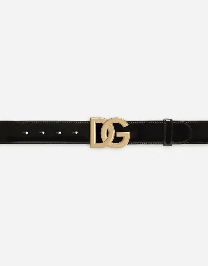 Dolce and Gabbana Belts Women Patent Leather Belt With DG Logo Black Dolce and Gabbana Belts Women Patent Leather Belt With DG Logo Black