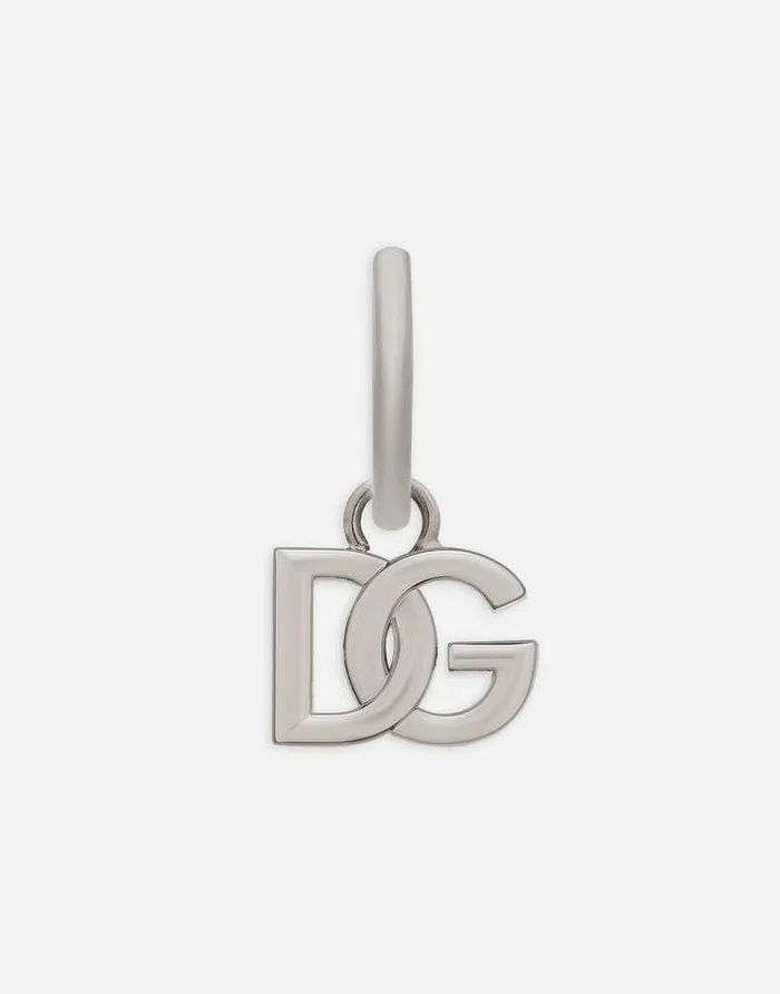 Dolce and Gabbana Bijoux Men Single DG Logo Earring Silver
