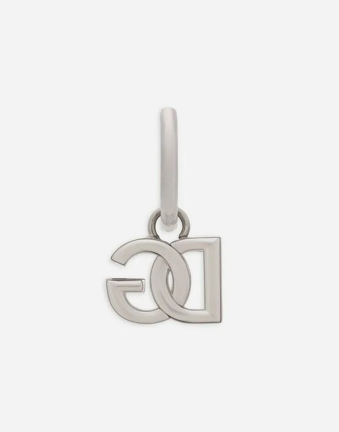 Dolce and Gabbana Bijoux Men Single DG Logo Earring Silver Dolce and Gabbana Bijoux Men Single DG Logo Earring Silver