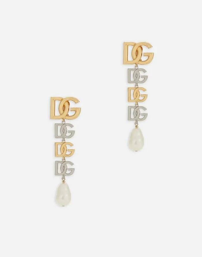 Dolce and Gabbana Bijoux Women Drop Earrings With Twotone DG Multilogo Multicolor Dolce and Gabbana Bijoux Women Drop Earrings With Twotone DG Multilogo Multicolor