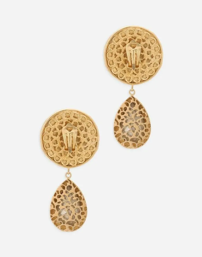 Dolce and Gabbana Bijoux Women Earrings With Logo Coin And Rhinestone Pendants Gold Dolce and Gabbana Bijoux Women Earrings With Logo Coin And Rhinestone Pendants Gold