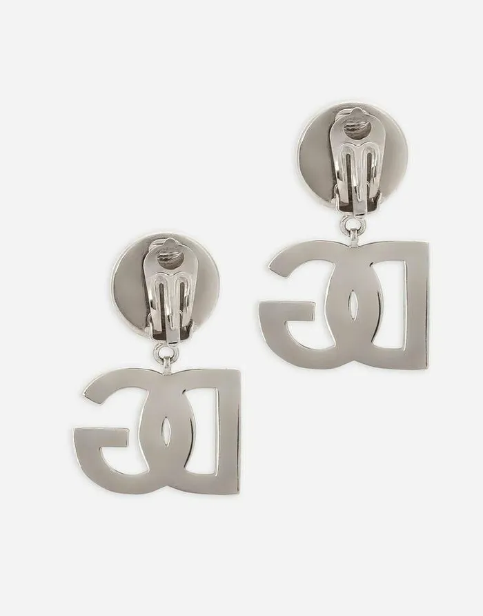 Dolce and Gabbana Bijoux Women KIM DOLCEandGABBANA Clipon Earrings With DG Logo Silver