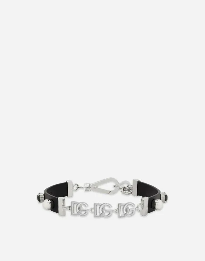 Dolce and Gabbana Bijoux Women Leather And Brass Choker Silver