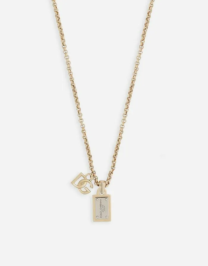 Dolce and Gabbana Bijoux Women Link Necklace With DG Logo And Tag Gold Dolce and Gabbana Bijoux Women Link Necklace With DG Logo And Tag Gold