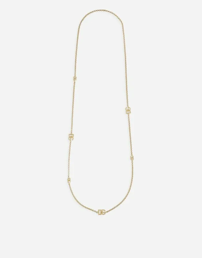 Dolce and Gabbana Bijoux Women Sautoir Fine Chain Necklace With DG Logo Gold