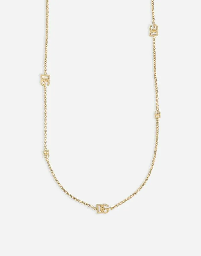 Dolce and Gabbana Bijoux Women Sautoir Fine Chain Necklace With DG Logo Gold Dolce and Gabbana Bijoux Women Sautoir Fine Chain Necklace With DG Logo Gold