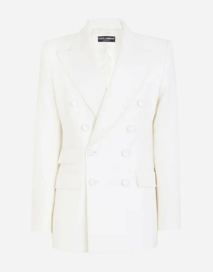 Dolce and Gabbana Blazers Women Doublebreasted Virgin Wool Jacket White