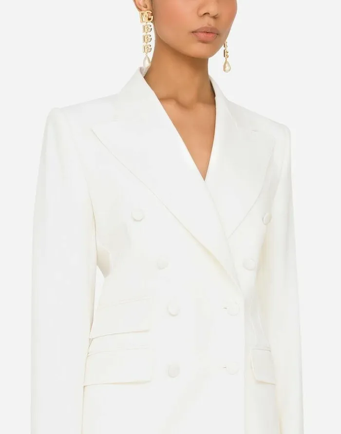 Dolce and Gabbana Blazers Women Doublebreasted Virgin Wool Jacket White Dolce and Gabbana Blazers Women Doublebreasted Virgin Wool Jacket White