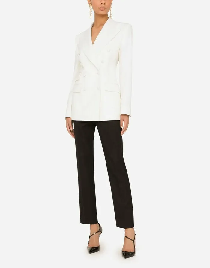 Dolce and Gabbana Blazers Women Doublebreasted Virgin Wool Jacket White Dolce and Gabbana Blazers Women Doublebreasted Virgin Wool Jacket White