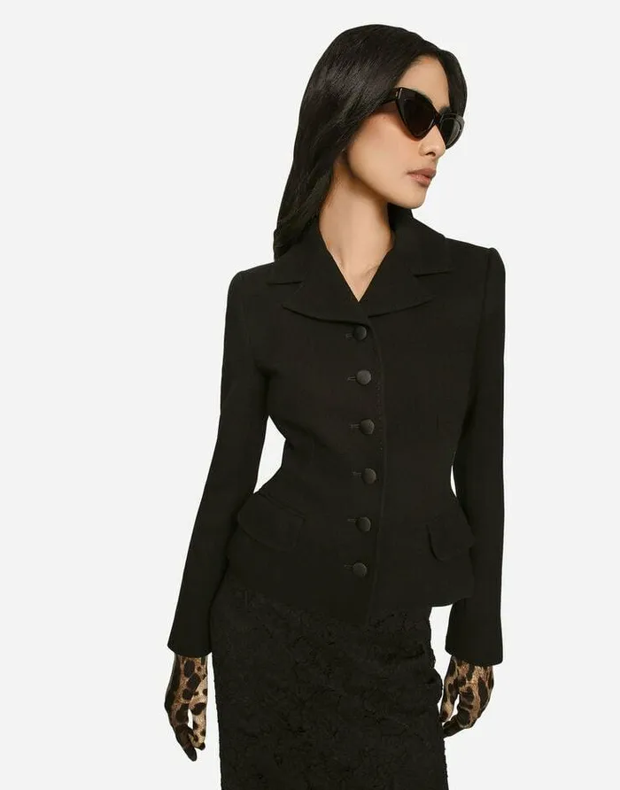 Dolce and Gabbana Blazers Women Singlebreasted Virgin Wool Jacket Black Dolce and Gabbana Blazers Women Singlebreasted Virgin Wool Jacket Black