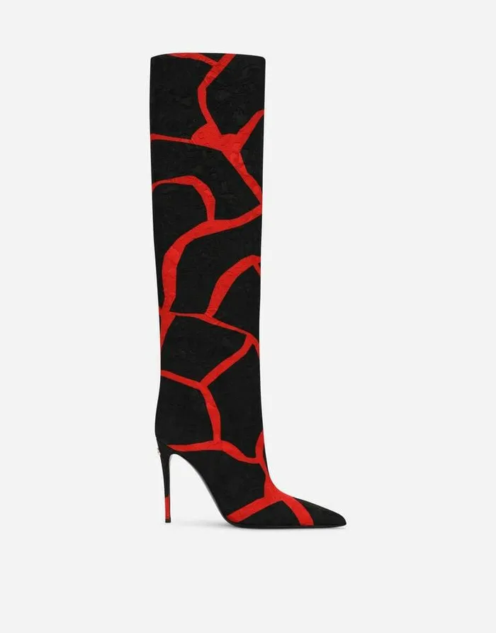 Dolce and Gabbana Boots And Booties Women Giraffeprint Brocade Boots Black