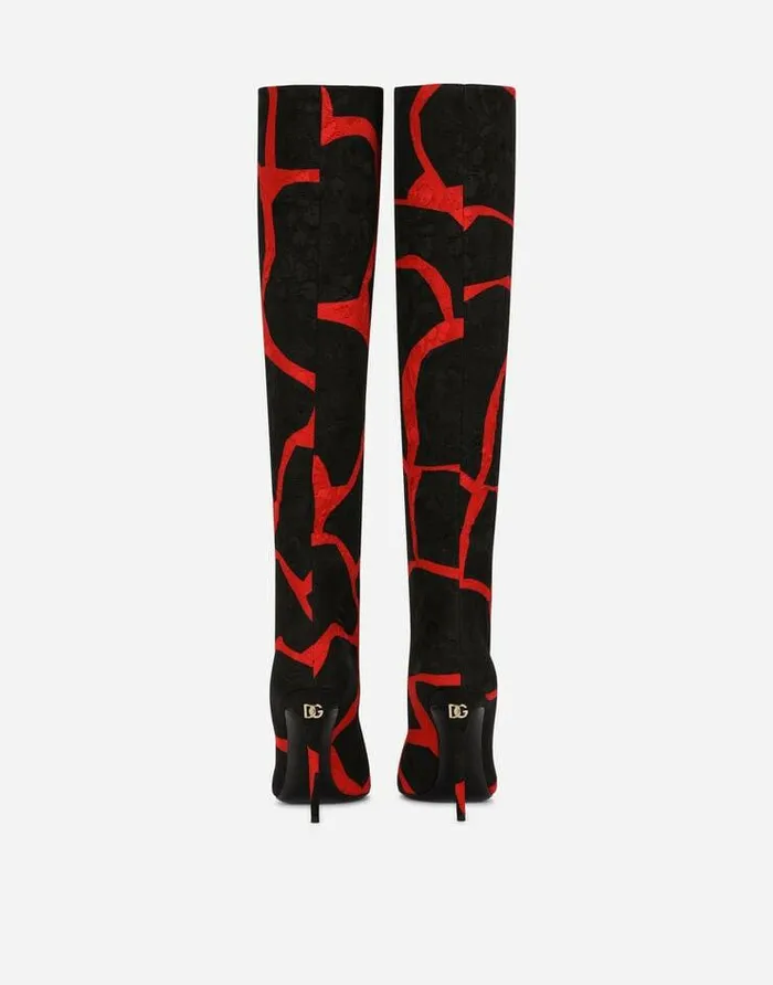 Dolce and Gabbana Boots And Booties Women Giraffeprint Brocade Boots Black Dolce and Gabbana Boots And Booties Women Giraffeprint Brocade Boots Black
