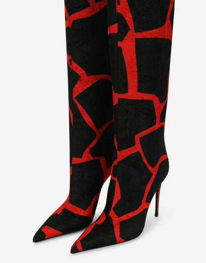 Dolce and Gabbana Boots And Booties Women Giraffeprint Brocade Boots Black Dolce and Gabbana Boots And Booties Women Giraffeprint Brocade Boots Black