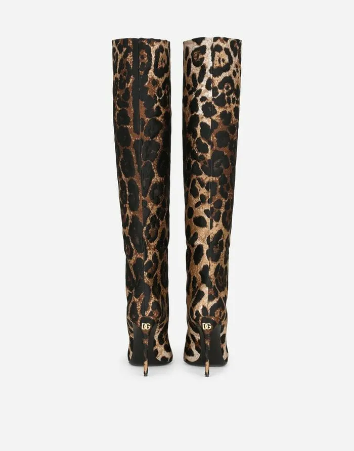 Dolce and Gabbana Boots And Booties Women Leopard Jacquard Boots Animal Print Dolce and Gabbana Boots And Booties Women Leopard Jacquard Boots Animal Print