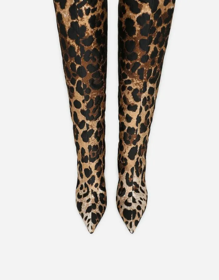 Dolce and Gabbana Boots And Booties Women Leopard Jacquard Boots Animal Print Dolce and Gabbana Boots And Booties Women Leopard Jacquard Boots Animal Print
