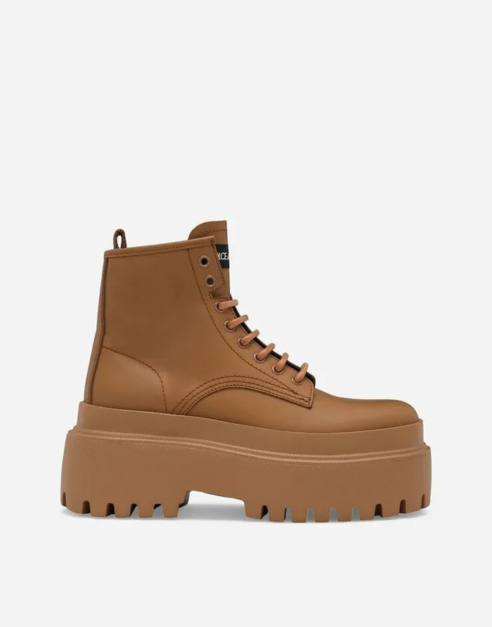 Dolce and Gabbana Boots And Booties Women Rubberized Calfskin Ankle Boots Beige Dolce and Gabbana Boots And Booties Women Rubberized Calfskin Ankle Boots Beige