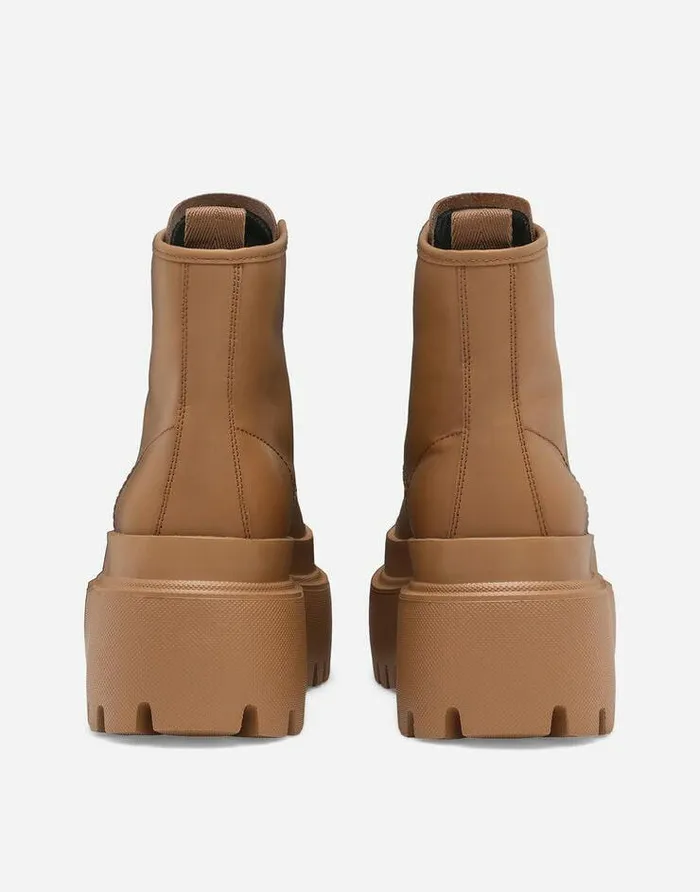 Dolce and Gabbana Boots And Booties Women Rubberized Calfskin Ankle Boots Beige Dolce and Gabbana Boots And Booties Women Rubberized Calfskin Ankle Boots Beige