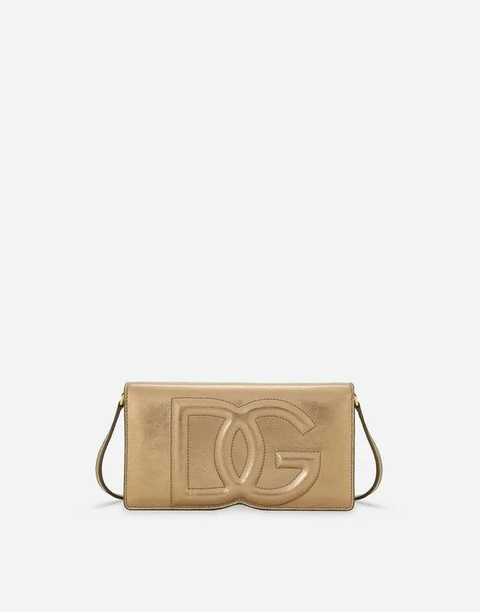 Dolce and Gabbana Clutches Mini And Micro Bags Women DG Logo Phone Bag Gold