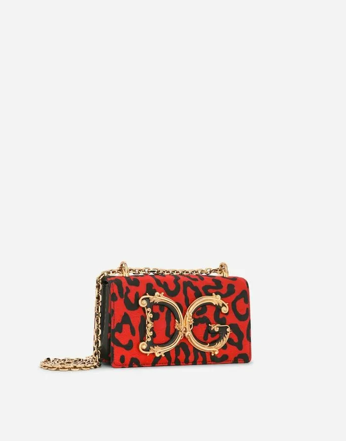 Dolce and Gabbana Clutches Mini And Micro Bags Women Leopardprint Brocade DG Girls Phone Bag Multicolor Dolce and Gabbana Clutches Mini And Micro Bags Women Leopardprint Brocade DG Girls Phone Bag Multicolor