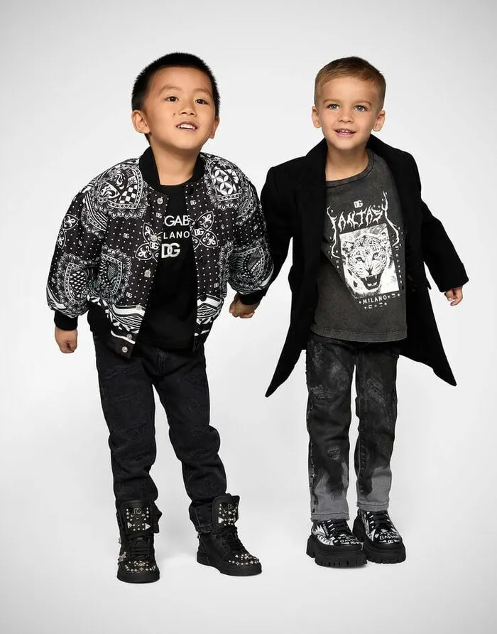 Dolce and Gabbana Coats And Jackets Children Singlebreasted Baize Coat With DG Logo Black Dolce and Gabbana Coats And Jackets Children Singlebreasted Baize Coat With DG Logo Black