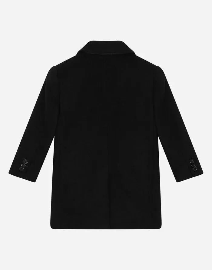 Dolce and Gabbana Coats And Jackets Children Singlebreasted Baize Coat With DG Logo Black Dolce and Gabbana Coats And Jackets Children Singlebreasted Baize Coat With DG Logo Black